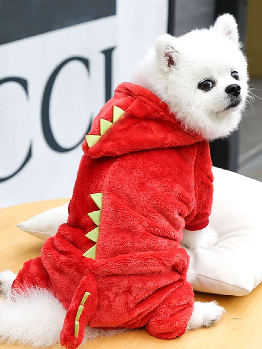 Dinosaur Design Pet Jumpsuit - Red - View 1