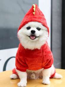 Dinosaur Design Pet Jumpsuit - Red - View 2