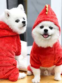 Dinosaur Design Pet Jumpsuit - Red - View 5