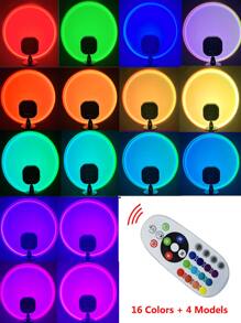 1pc 16 Color Usb Power Led Sunset Projection Light With Remote ,4 Modes Rgb Sunrise Sunset Lamp, Led Night Light Projector For Photography/Selfie Party DECOR,Home Decor,Living Room Decor, Bedroom Decor Light,Camping Decor,Wedding Decor, Gifts For Women,Girls,Friends,Family - Multicolor - View 4