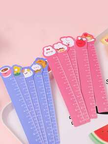 5 piezas Regla con diseño de dibujos animados - Multicolor - Ver 5