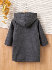 Áo bành tô cho trẻ sơ sinh nam Đắp vá Túi Nút phía trước Hình học Giải trí - Màu xám đen - Xem 2