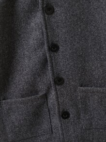 Áo bành tô cho trẻ sơ sinh nam Đắp vá Túi Nút phía trước Hình học Giải trí - Màu xám đen - Xem 3