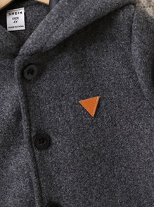 Áo bành tô cho trẻ sơ sinh nam Đắp vá Túi Nút phía trước Hình học Giải trí - Màu xám đen - Xem 4