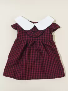 1入組格紋印花寵物連衣裙適用於狗狗適用於夏天 - 彩色 - 查看 2