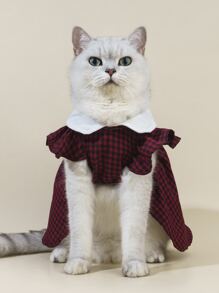 1入組格紋印花寵物連衣裙適用於狗狗適用於夏天 - 彩色 - 查看 6