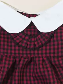 1入組格紋印花寵物連衣裙適用於狗狗適用於夏天 - 彩色 - 查看 4