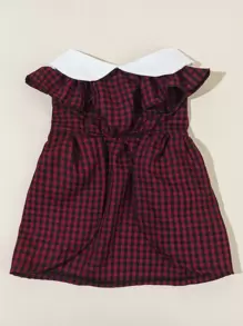 1入組格紋印花寵物連衣裙適用於狗狗適用於夏天 - 彩色 - 查看 8