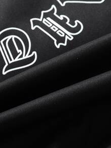 Manfinity Men Letter Graphic Striped Trim Varsity Jacket - Black - View 4