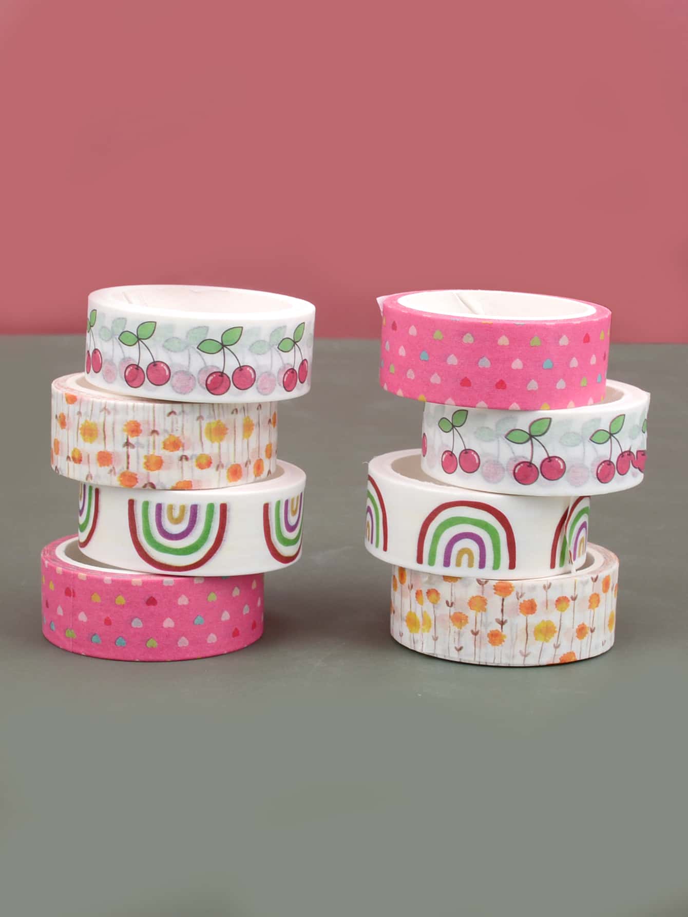 4rolls Cartoon Graphic Washi Tape - Multicolor - View 1