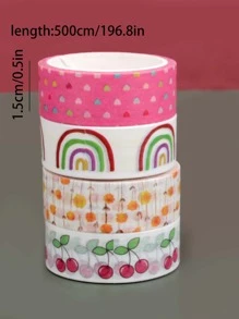 4rolls Cartoon Graphic Washi Tape - Multicolor - View 3
