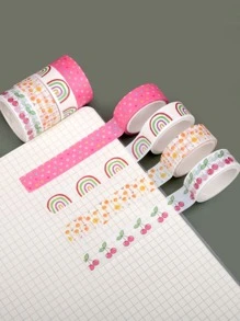 4rolls Cartoon Graphic Washi Tape - Multicolor - View 4