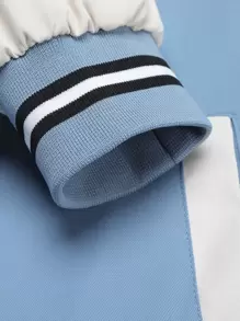 Aesthetic Post 男士1入組字母刺繡雙色學院風夾克 - 藍色 - 查看 4