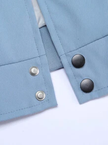 Aesthetic Post 男士1入組字母刺繡雙色學院風夾克 - 藍色 - 查看 7