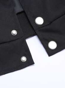 Manfinity Campus Court 男士1入組字母貼布撞色條紋飾邊學院風夾克 - 黑色 - 查看 5