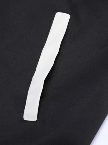 Manfinity Campus Court 男士1入組字母貼布撞色條紋飾邊學院風夾克 - 黑色 - 查看 8