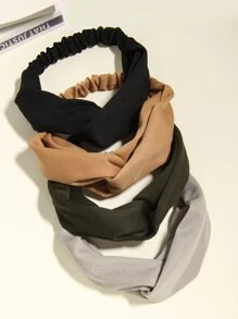 Bộ 4 băng đô kẻ caro trơn màu, phụ kiện thời trang hàng ngày, băng đô turban, băng đô thấm mồ hôi, đồ dùng học tập, phụ kiện tóc mùa thu đông cho nữ khi đi nghỉ, khăn quàng cổ thanh lịch cho nữ, khăn bandana, khăn trùm đầu mềm mại - Nhiều màu - Xem 1