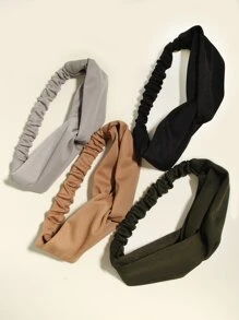 Bộ 4 băng đô kẻ caro trơn màu, phụ kiện thời trang hàng ngày, băng đô turban, băng đô thấm mồ hôi, đồ dùng học tập, phụ kiện tóc mùa thu đông cho nữ khi đi nghỉ, khăn quàng cổ thanh lịch cho nữ, khăn bandana, khăn trùm đầu mềm mại - Nhiều màu - Xem 2