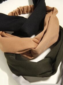 Bộ 4 băng đô kẻ caro trơn màu, phụ kiện thời trang hàng ngày, băng đô turban, băng đô thấm mồ hôi, đồ dùng học tập, phụ kiện tóc mùa thu đông cho nữ khi đi nghỉ, khăn quàng cổ thanh lịch cho nữ, khăn bandana, khăn trùm đầu mềm mại - Nhiều màu - Xem 3