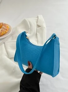 Snakeskin Embossed Bag - Blue - View 2