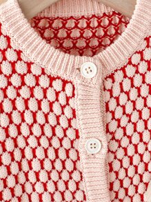 Baby Girls' Knitted Princess Style Long Sleeve 2Pcs/Set For Newborn, Fall - Red and White - View 4
