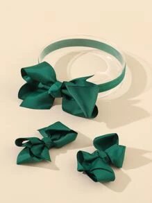 1入組嬰兒蝴蝶結裝飾髮箍和2入組髮夾 - 綠色 - 查看 1
