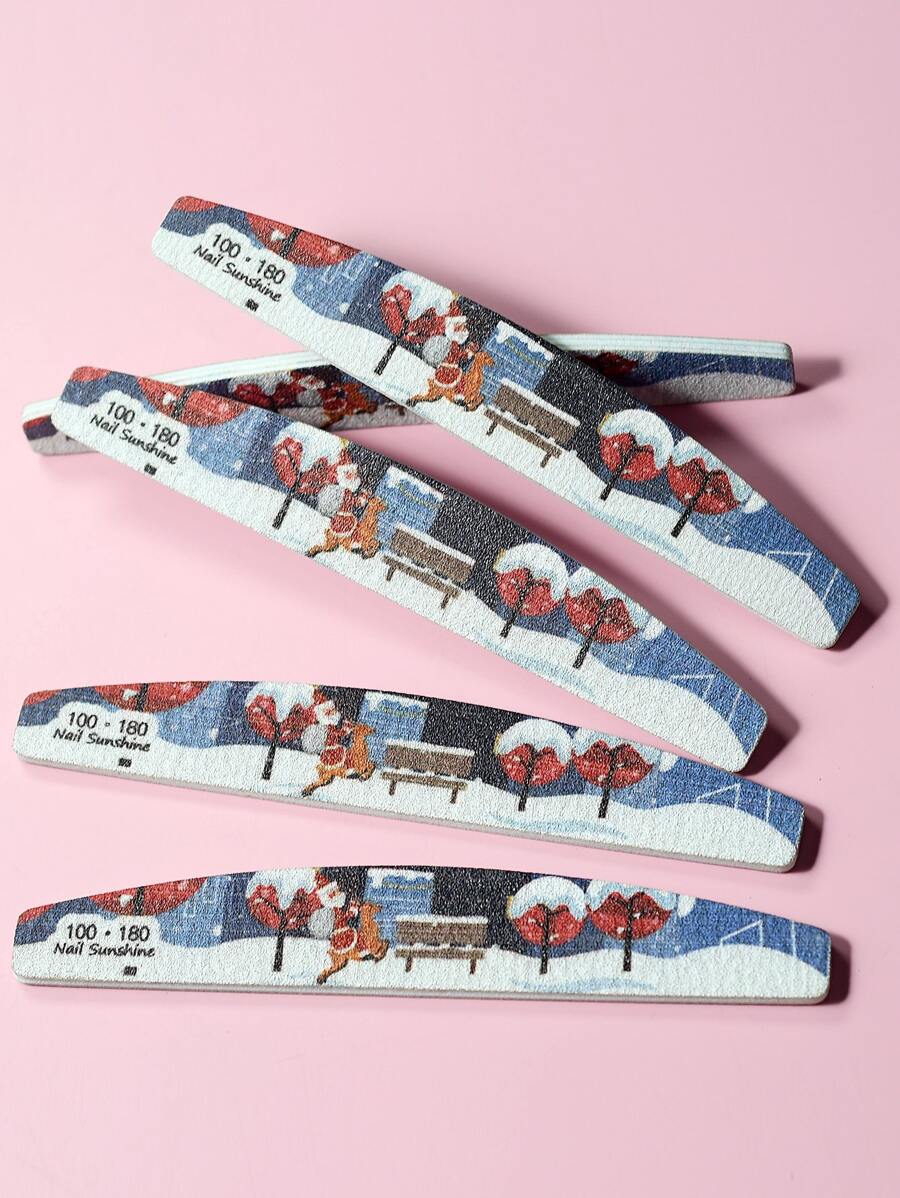 NailSunshine Christmas 5pcs 100/180 Grit Nail File - Multicolor - View 1