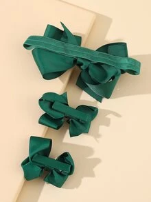 1入組嬰兒蝴蝶結裝飾髮箍和2入組髮夾 - 綠色 - 查看 2