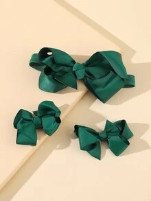 1入組嬰兒蝴蝶結裝飾髮箍和2入組髮夾 - 綠色 - 查看 3