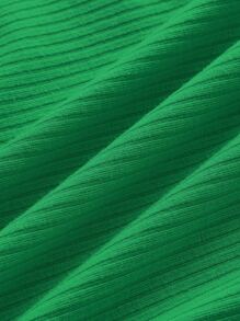 SHEIN Coolane 標語圖案T恤和褶邊側繫帶不對稱下擺半身裙 - 綠色 - 查看 3