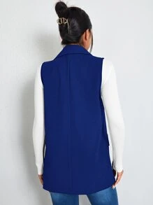 BizChic Single Button Vest Blazer Workwear - Royal Blue - View 3