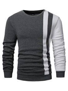 Manfinity Homme Homme Sweat-shirt à blocs de couleurs - Gris foncé - Voir 4
