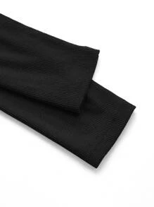 SHEIN EZwear Camiseta corta unicolor de cuello V tejido de canalé