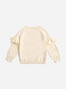SHEIN Suéter De Manga Raglan Com Frente De Laço E Babado Para Jovem Garota