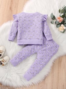 Bộ đồ Em bé Nơ Bướm Xù Hoa Tất cả trên in Dễ thương - Màu tím hoa cà - Xem 2