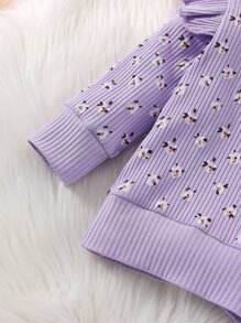 Bộ đồ Em bé Nơ Bướm Xù Hoa Tất cả trên in Dễ thương - Màu tím hoa cà - Xem 5