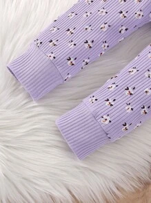 Bộ đồ Em bé Nơ Bướm Xù Hoa Tất cả trên in Dễ thương - Màu tím hoa cà - Xem 6