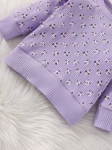 Bộ đồ Em bé Nơ Bướm Xù Hoa Tất cả trên in Dễ thương - Màu tím hoa cà - Xem 7