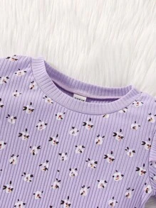 Bộ đồ Em bé Nơ Bướm Xù Hoa Tất cả trên in Dễ thương - Màu tím hoa cà - Xem 8