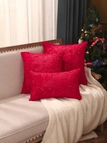 Miater 1pc Sequin Christmas Tree Cushion Cover Không có chất làm đầy - Đỏ - Xem 1