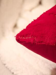 Miater 1pc Sequin Christmas Tree Cushion Cover Không có chất làm đầy - Đỏ - Xem 3