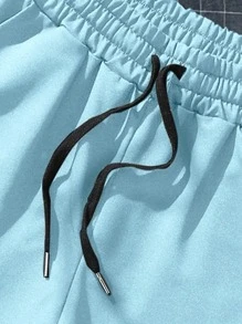 Aesthetic Post 男士字母圖案腰部抽繩短褲 - 淺藍色 - 查看 3