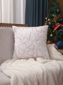 Miater 1pc Sequin Christmas Tree Cushion Cover Without Filler - White - View 5