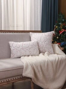 Miater 1pc Sequin Christmas Tree Cushion Cover Without Filler - White - View 6