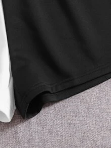 Muchica 雙色彈性腰帶短褲 - 黑與白 - 查看 5