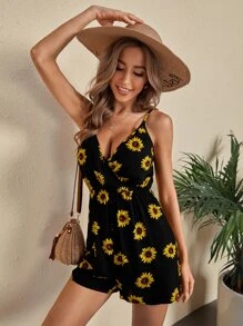 SHEIN VCAY Áo liền quần Trọn gói Hoa Boho - màu đen - Xem 3