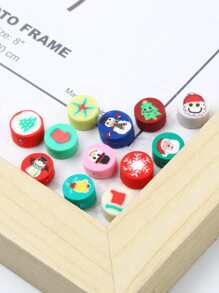 50 piezas Accesorio de joya DIY con patrón de Navidad cuenta - Multicolor - Ver 2