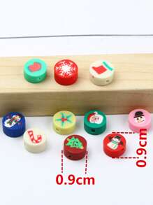 50 piezas Accesorio de joya DIY con patrón de Navidad cuenta - Multicolor - Ver 3