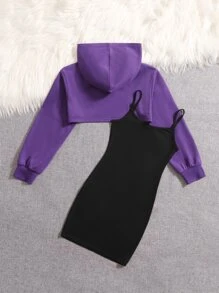 SHEIN Bộ hai mảnh Gái Hoạt hình Ăn mặc đẹp - Màu tím - Xem 2