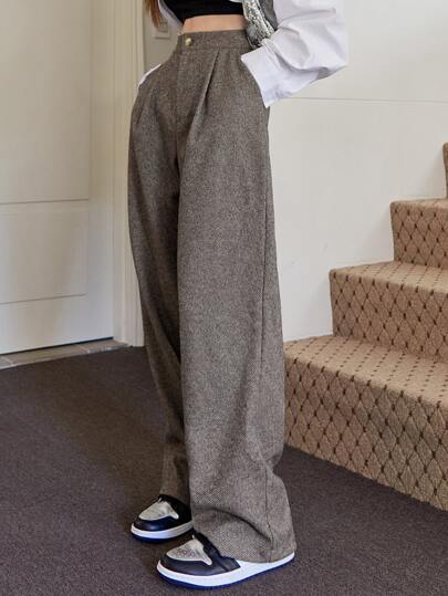 Pantalon plissé taille haute, pantalon de robe pour femme, pantalon pour enseignante